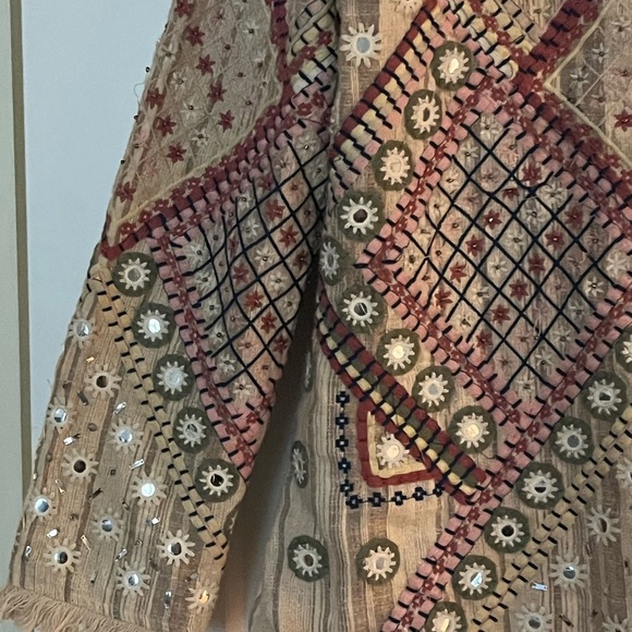 Vintage 100% cotton Indian hand embroidered mirror work bead embellished jacket - Picture 9 of 14
